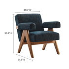 Modway Lyra Fabric Armchair - Azure Fabric-Non-removable Cushions