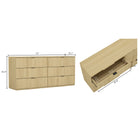 Manhattan Comfort Clive 72" Mid-Century Modern 6-Drawer Double Dresser - Natural Oak-Drawers open on 0.75-extension tracks for smooth, convenient access
