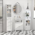 HOMCOM Tall Bathroom Cabinet with Adjustable Shelves - White-Plain wooden surface adds a natural look to your decor