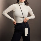 Evry Universal Metallic Chain & Vegan Leather Crossbody Phone Strap - Black & Black-Comes with one plate