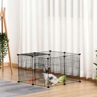 PawHut 18" H 16-Panel Small Animal Cage with Door-The DIY design lets you quickly transform the enclosure from a playpen into a kennel, adapting to your pet's needs 