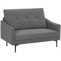 HOMCOM 2 Seater Loveseat Sofa with Button Tufted Back - Grey-High-resilience foam offers comfortable support, relieving fatigue