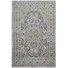 Modway Elqenna Ornate Vintage Floral Turkish Area Rug - 5 ft W x 8 ft L - Blue/Cream-Textured Soft Low Pile Weave