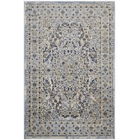Modway Elqenna Ornate Vintage Floral Turkish Area Rug - 5 ft W x 8 ft L - Blue/Cream-Textured Soft Low Pile Weave