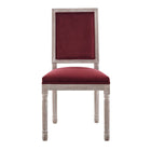 Modway Court French Vintage Performance Velvet Dining Side Chair - Natural/Maroon-Chair Weight Capacity: 331 lbs.