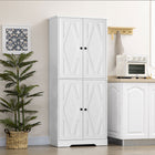 HOMCOM 71" H Farmhouse Tall Kitchen Pantry Cabinet - White-Adjustable shelves allow you to store even larger items without worry if they fit 