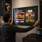 Frameworth Official FIFA World Cup 2026 Spain Flag & Trophy Framed Print - 15" x 24"-Arrives ready to hang and makes a standout gift for soccer fans and World Cup collectors.