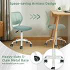 Homy Casa Colorful Fabric Teen Task Chair - Aqua Green-Sturdy Base: The durable white base ensures stability and long-lasting use