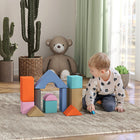 Qaba Soft Play Equipment for Kids Development - Light Colour - Set of 11-Enhances hands-on ability, colour recognition, and geometric understanding in children 