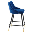 Modway Adorn Performance Velvet Counter Stool - Navy-Black Tapered Legs