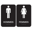 Cosco ADA Restroom Accessible Indoor Wall Sign - 6" x 9" - Black & White - French Text-This ADA restroom wall sign features French text to clearly guide French-speaking individuals to accessible facilities