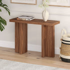 Hudson&Canal Dimitra 42"W Console Table - Satin Walnut-Clean with a soft, dry cloth and no harsh chemicals or abrasive cleaning materials