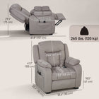 HOMCOM Massage Recliner with Quiet Motor - Brown-USB charging on remote and two side pockets keep essentials powered and within reach