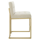 Modway Privy Upholstered Fabric Counter Stool - Gold Beige - Set of 2-Non-Marking Foot Caps