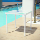 Modway Harmony Outdoor Patio Aluminum Side Table - White-Quality Tempered Glass Top