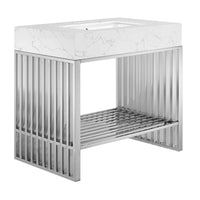 Modway Gridiron 36" Bathroom Vanity - White/Silver-Modern Bathroom Vanity