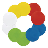 Pacon Self-Stick Dry Erase Circles - 5 Assorted Colors - 10" Diameter - 10 Count-Dry Erase Shapes are perfect for single or group classroom use for math, writing, word practice, games and more