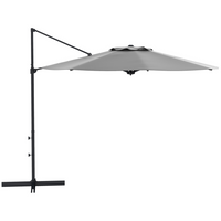 Outsunny Cantilever Patio Umbrella with 360° Rotation and Crank - 10' - Grey-Freely adjustable canopy offers shade angle you want