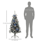 HOMCOM 5' Pre-Lit Artificial Christmas Tree with LEDs and Decorations - White-Integrally formed branches mimic a real tree's look 
