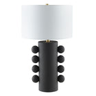 Hudson&Canal Jurrah 27" Tall Ceramic Table Lamp with Fabric Shade - Matte Black/White-Modern design for your living room, workspace, or bed side table