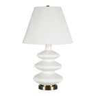 Hudson&Canal Carleta 26.5" Tall Triple Gourd Table Lamp with Fabric Shade - White/White-Modern and contemporary design for your living room, workspace, or bed side table