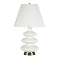 Hudson&Canal Carleta 26.5" Tall Triple Gourd Table Lamp with Fabric Shade - White/White-Modern and contemporary design for your living room, workspace, or bed side table