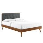 Modway Bridgette Wood Twin Platform Bed with Splayed Legs - Walnut Charcoal-Twin Platform Bed Frame