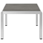 Modway Shore Outdoor Patio Aluminum Coffee Table - Silver Grey-Anodized Aluminum Frame
