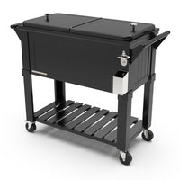 Permasteel 80 qt Furniture Style Patio Cooler with Divider - Black-Spacious 80 quart capacity provides generous storage for up to 110 12oz cans, plus ice