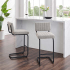Modway Parity Boucle Counter Stools - Black Taupe - Set of 2-Channel Tufted
