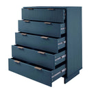 Manhattan Comfort Granville Modern Chest and Double Dresser Set - Midnight Blue-Home Assembly Required. All Hardware Included