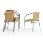 Flash Furniture Rattan Indoor-Outdoor Restaurant Stack Chair, Beige, 4 Pack (4-TLH-020-BGE-GG)-Beige Rattan Back and Seat