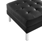 Modway Loft Tufted Vegan Leather Armchair and Ottoman Set - Silver Black-9