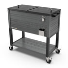 Permasteel 80 qt Wood Grain Rolling Patio Cooler with Divider - Grey-Spacious 80 quart capacity provides generous storage for up to 110 12oz cans, plus ice