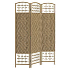 HOMCOM 3 Panel Wave Fiber Freestanding Room Divider for Home Office - Natural-This room divider is ideal for creating personal space or dividing larger rooms
