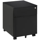 Vinsetto 2-Drawer Letter/A4 Filing Cabinet with Wheels Lockable - Black-Middle wheel to prevent unit tipping over when drawers are open. Two wheels are lockable
