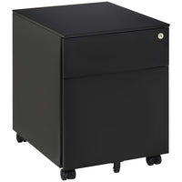 Vinsetto 2-Drawer Letter/A4 Filing Cabinet with Wheels Lockable - Black-Middle wheel to prevent unit tipping over when drawers are open. Two wheels are lockable
