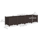 Outsunny Plastic Raised Garden Bed - 63" x 15.7" x 14.6" - Brown-Drainage holes prevent waterlogging, promoting healthy plant growth
