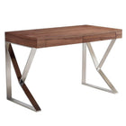 Plata Import Mac Desk Office Desk Writing Desk Wood Veneer With Stainless Steel Legs - Brown-Writing desk