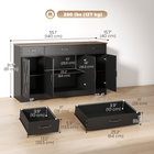 HOMCOM 55" Farmhouse Sideboard Buffet Cabinet for TVs up to 60 Inch with Barn Doors - Black-Serves as a coffee bar or a TV stand for screens up to 60 inches
