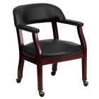 Flash Furniture Vinyl Luxurious Conference Chair with Accent Nail Trim & Casters - Black-Traditional Style