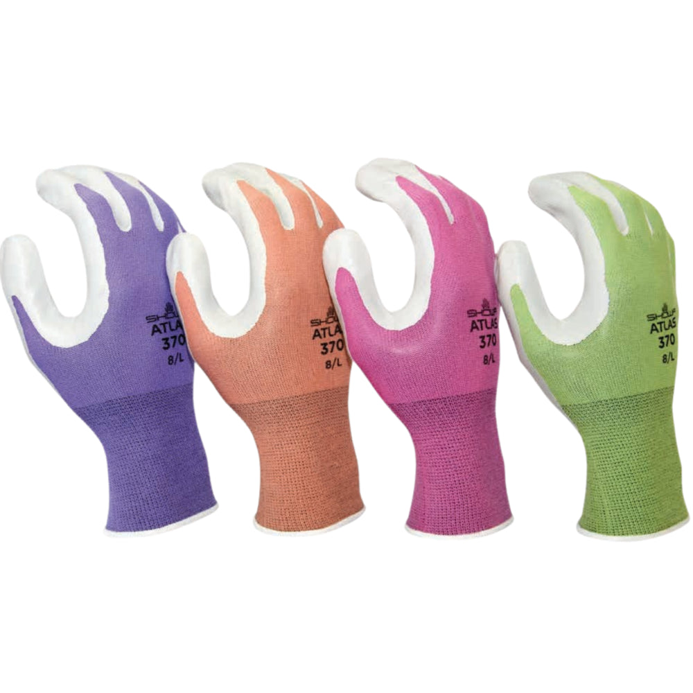 Atlas Gardening Smooth Nitrile Glove - Fuchia/Purple/Green/Orange