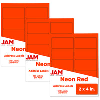 JAM Paper Mailing Address Labels, 2 x 4, Neon Red, 3 sets of 120 (354328034g)-Size: 4" x 2"