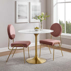Modway Lippa 36" Round Faux Marble Dining Table - Gold White-Chip-Resistant Metal Pedestal Base
