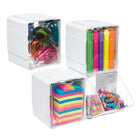 Deflecto Tilt Bin Interlocking Storage Organizer - White - 4 Pack-9