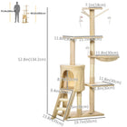 PawHut 53" Large Activity Centre Cat Tree Tower with Condo - White-Includes 4 dangling fake mice toys, sure to peak your cat's interest 