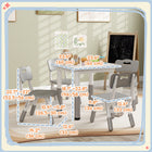 Qaba Toddlers Adjustable Height Table and Chair 5-Piece Set - Grey-Easy-to-clean table surface for effortless cleaning 