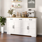 HOMCOM 55.1" L Sideboard Buffet Cabinet with Storage - White-Three-level adjustable shelves for flexible organizing