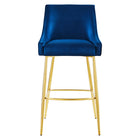 Modway Discern Performance Velvet Bar Stool - Navy-Non-Marking Foot Pads