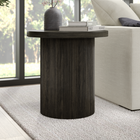 Hudson&Canal Isa 22" Wide Round Fluted Side Table - Alder Brown-Base features thin vertical fluting accents around all sides